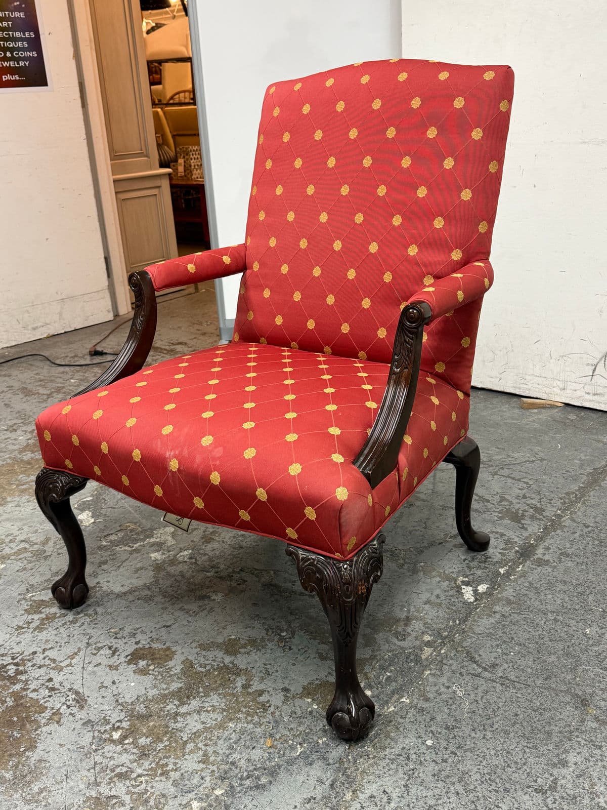 Sherrill Furniture Chippendale Style Claw Foot Armchair - Thumbnail 3