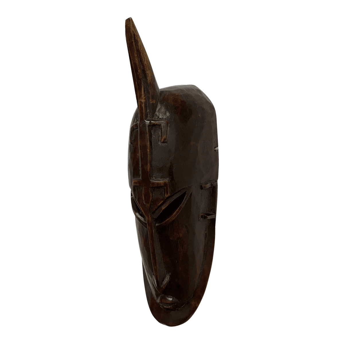 African Hand Carved Wood Wall Mask - Thumbnail 2