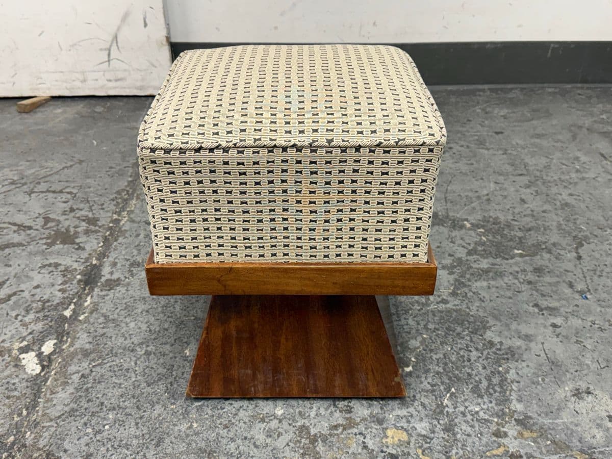 Art Deco Stool + Sculptural Wood Base, Circa 1920's - Thumbnail 3