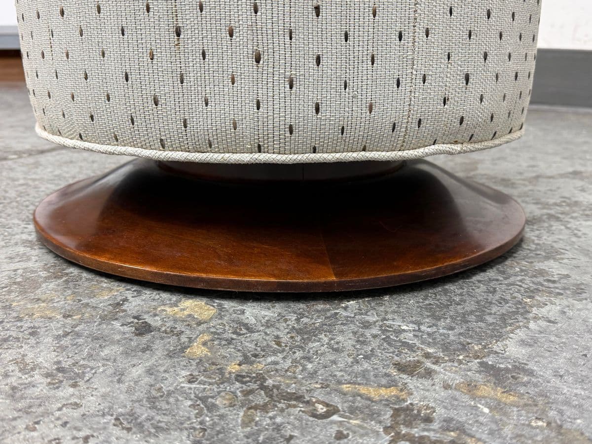 Art Deco Ottoman + Wood Base, Circa 1920's - Thumbnail 12