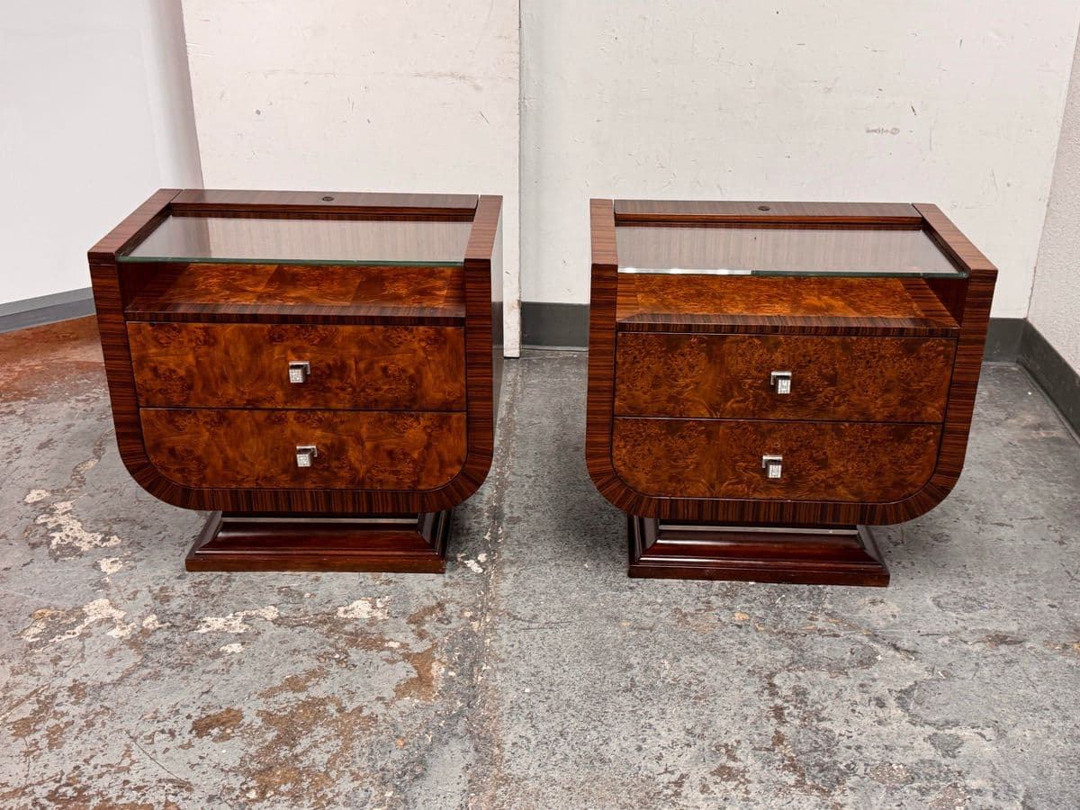 Michael Amini for Aico Cloche Nightstands, Bourbon, Pair - Thumbnail 11