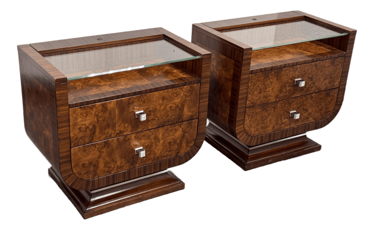 Michael Amini for Aico Cloche Nightstands, Bourbon, Pair - Thumbnail 2