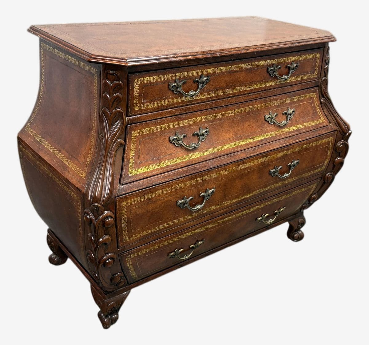 French Provincial Style Bombé Commode + Gilt Accents, Late 20th Century - Image 1
