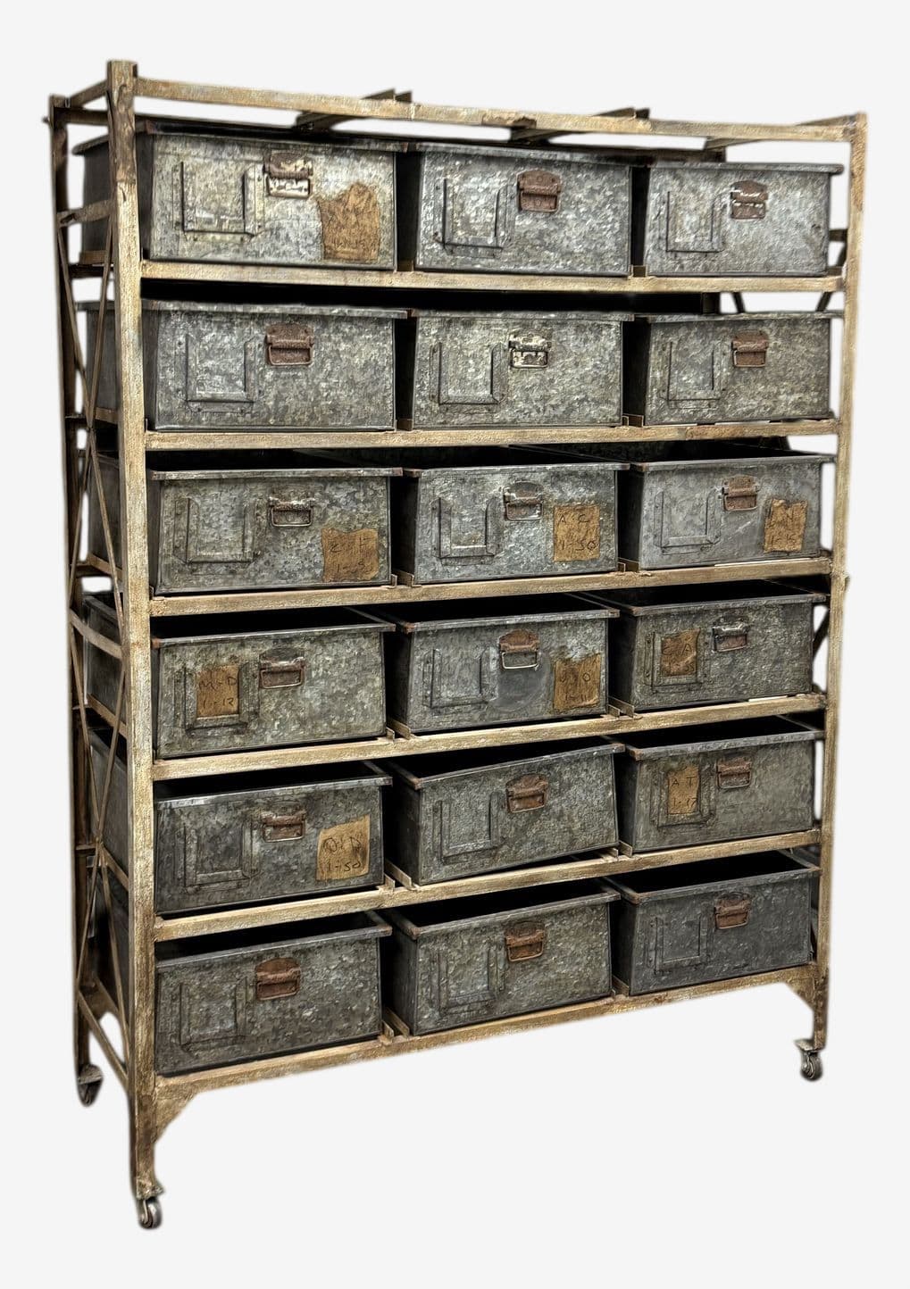Vintage Sangham Storage Bins + Frame on Casters - Image 1