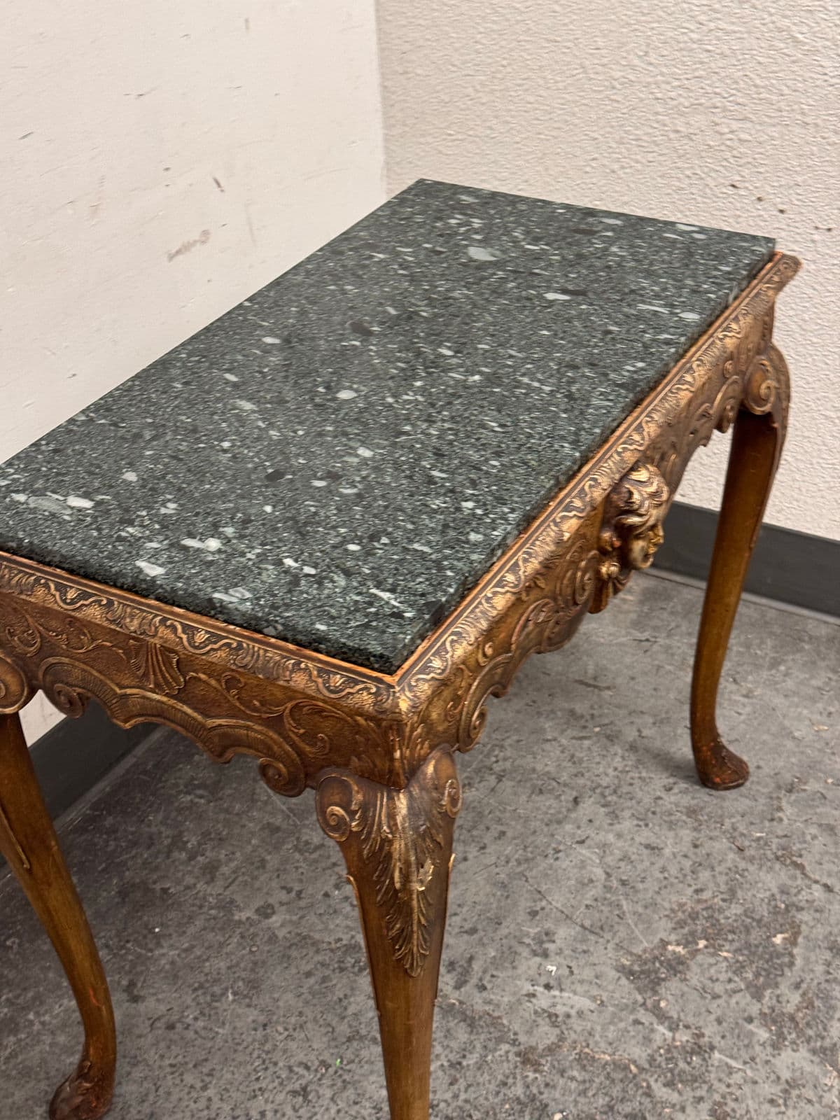 Italian Carved Giltwood Console Table + Marble Top, 19th Century - Thumbnail 7