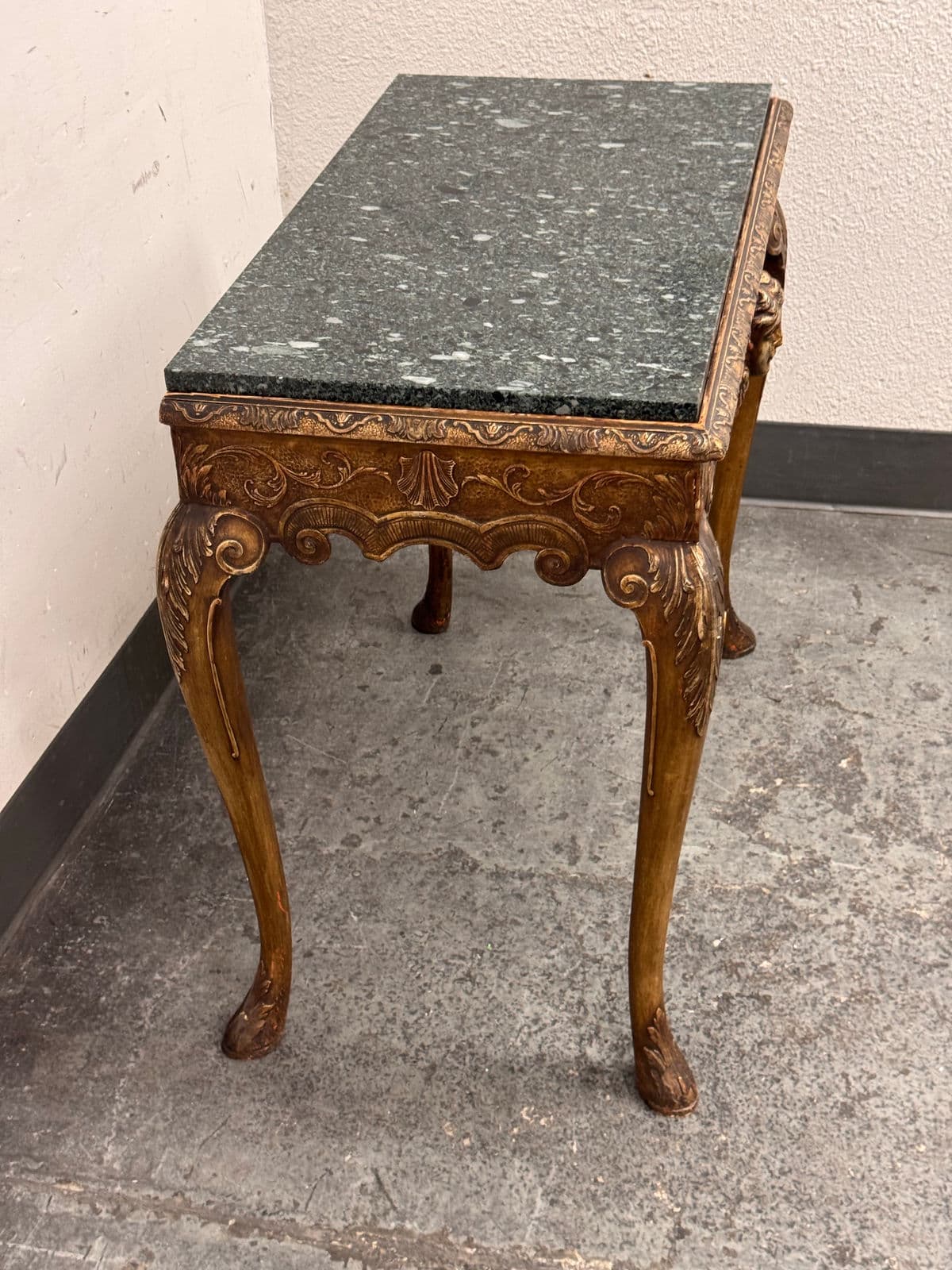 Italian Carved Giltwood Console Table + Marble Top, 19th Century - Thumbnail 5