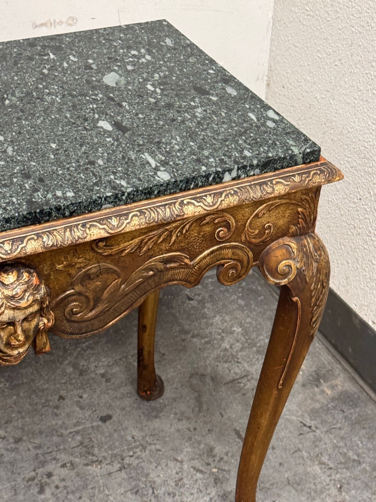 Italian Carved Giltwood Console Table + Marble Top, 19th Century - Thumbnail 8