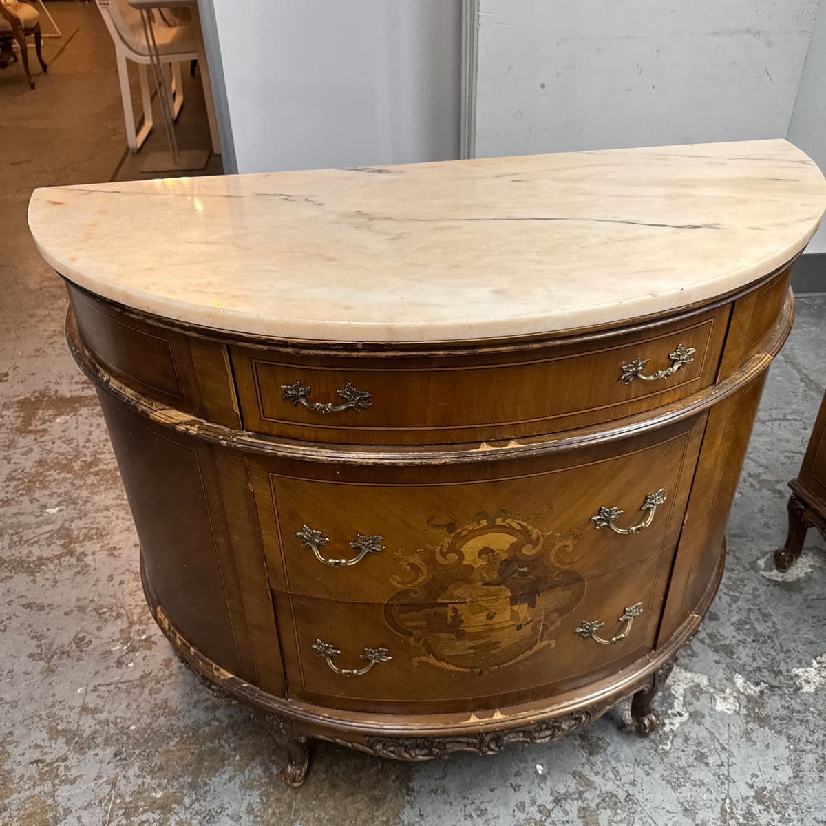 Neoclassical Semicircular Demi-Lune Commode, 19th Century - Thumbnail 12