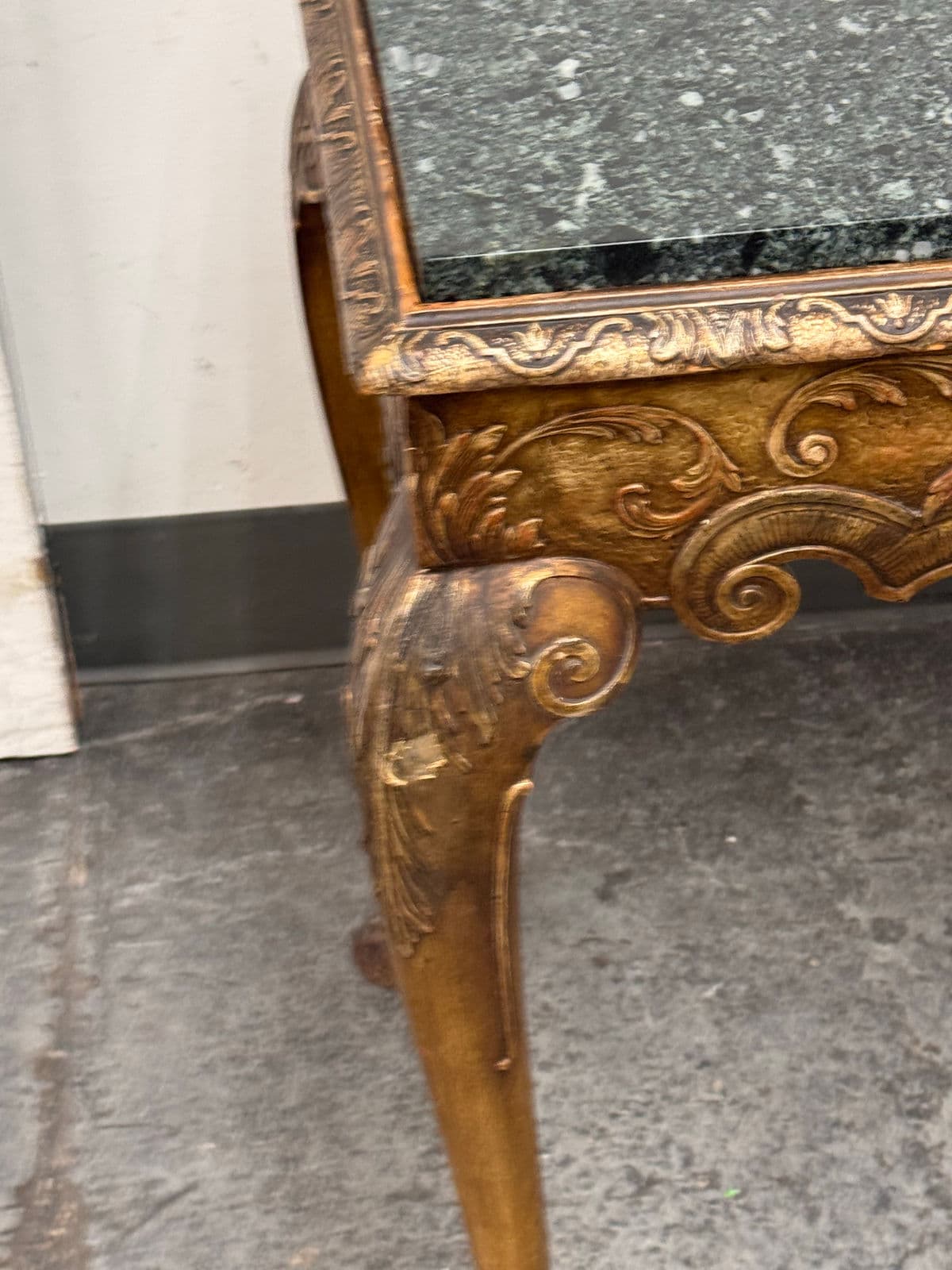Italian Carved Giltwood Console Table + Marble Top, 19th Century - Thumbnail 9