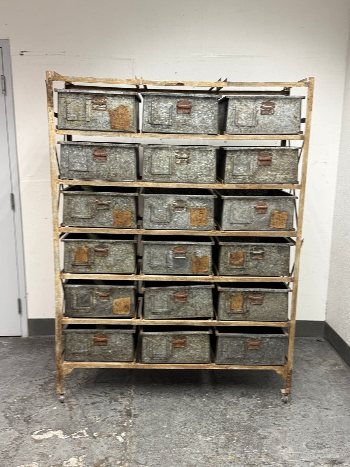 Vintage Sangham Storage Bins + Frame on Casters - Thumbnail 13