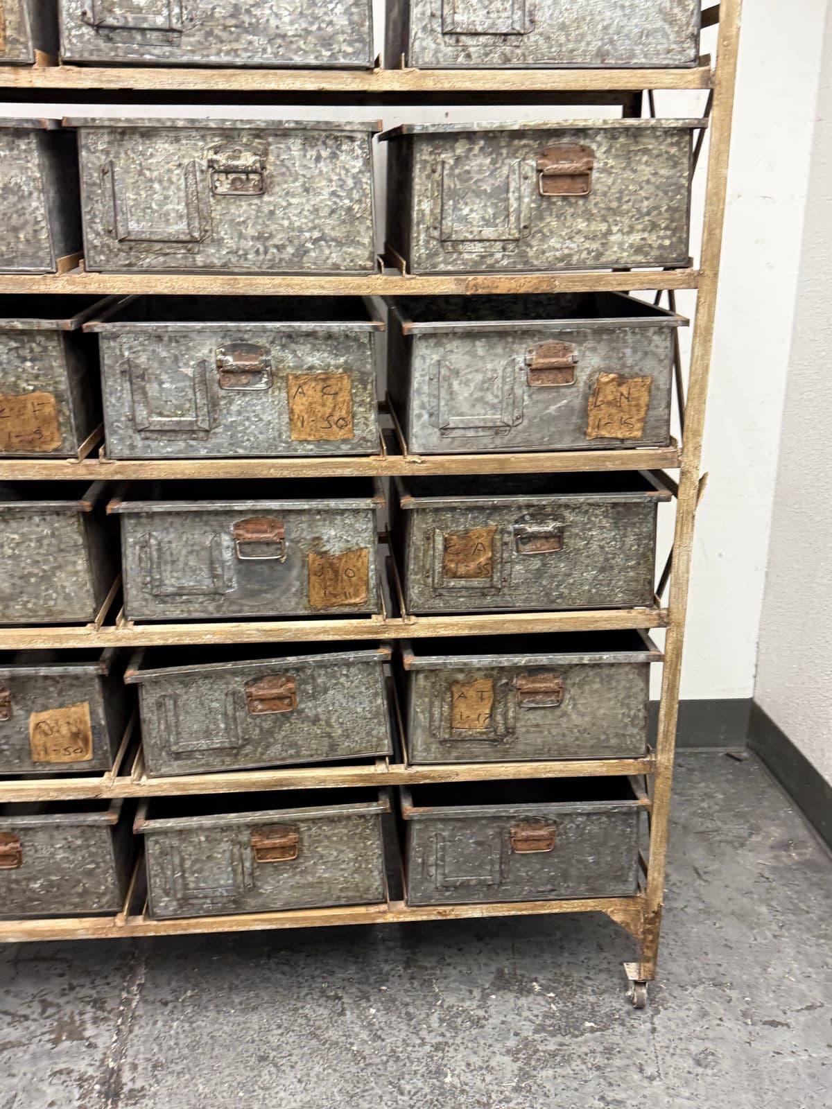 Vintage Sangham Storage Bins + Frame on Casters - Thumbnail 7