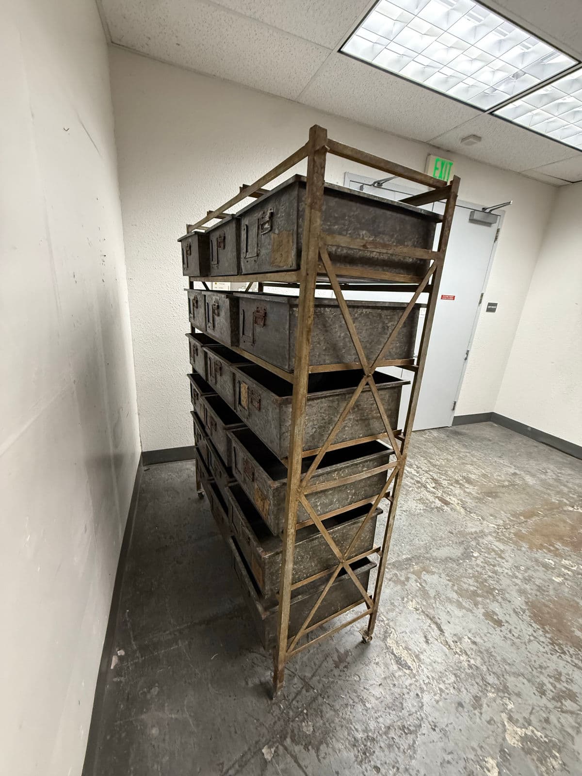 Vintage Sangham Storage Bins + Frame on Casters - Thumbnail 9