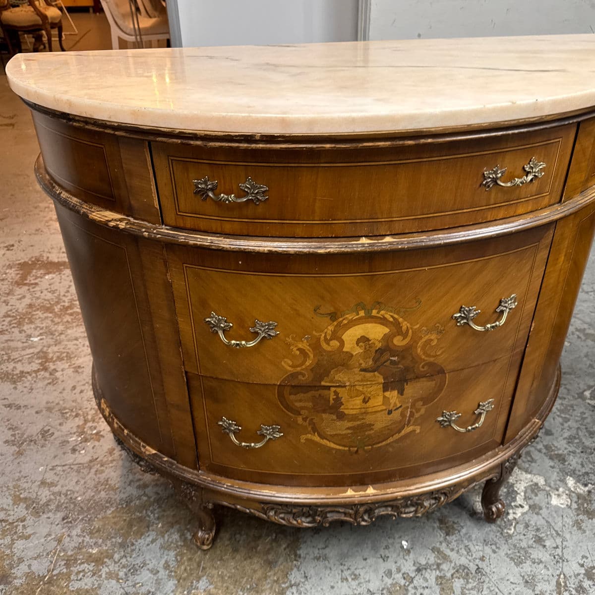 Neoclassical Semicircular Demi-Lune Commode, 19th Century - Thumbnail 13