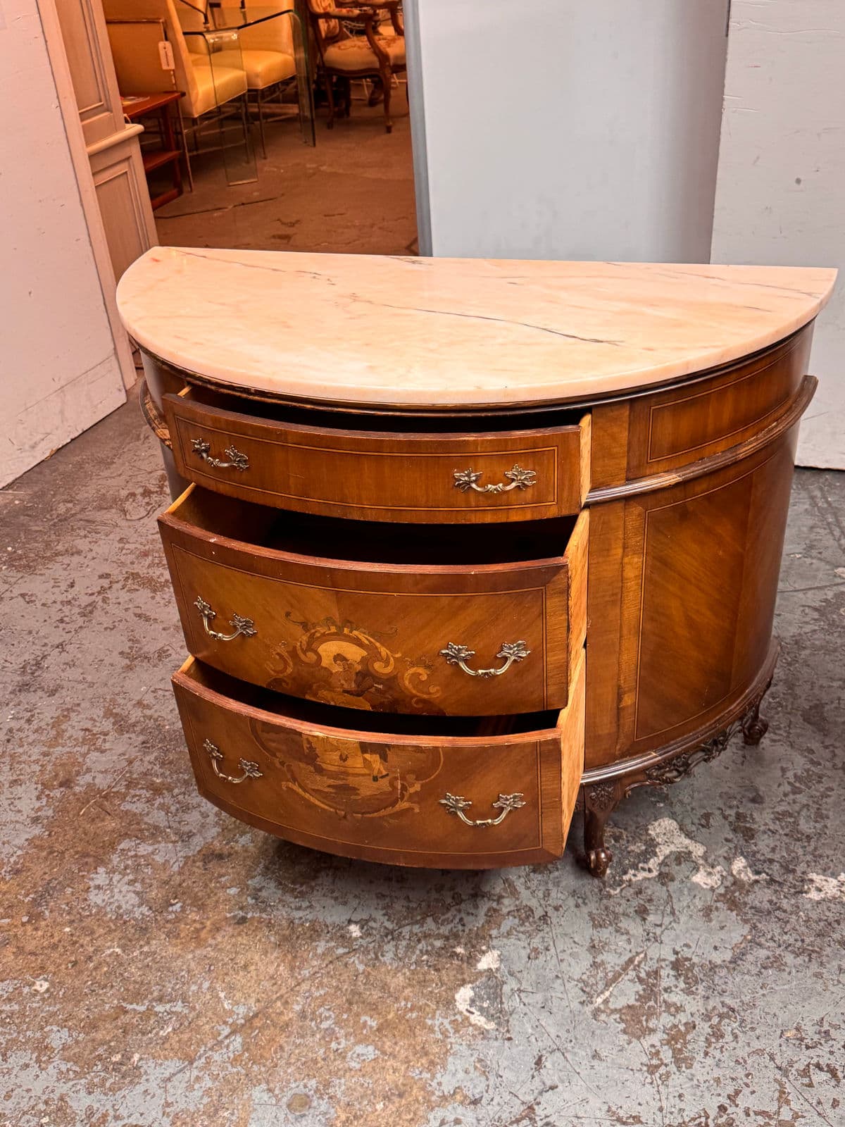 Neoclassical Semicircular Demi-Lune Commode, 19th Century - Thumbnail 6