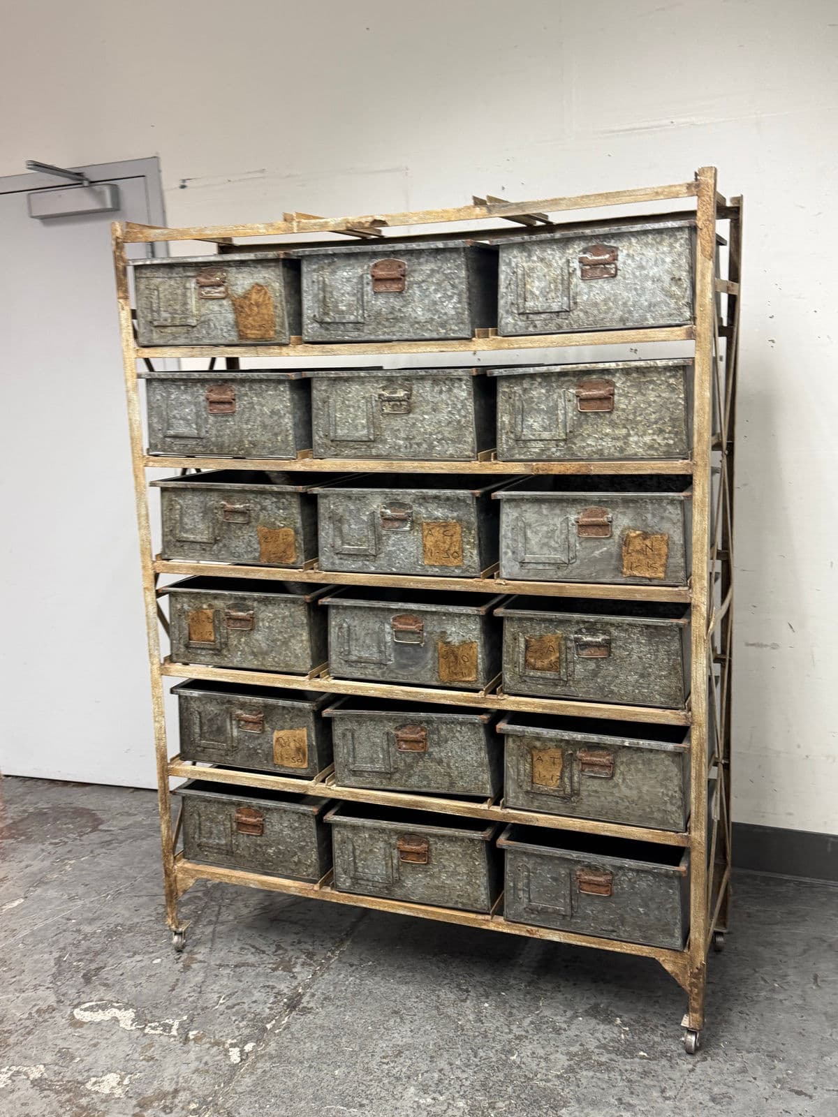 Vintage Sangham Storage Bins + Frame on Casters - Thumbnail 10