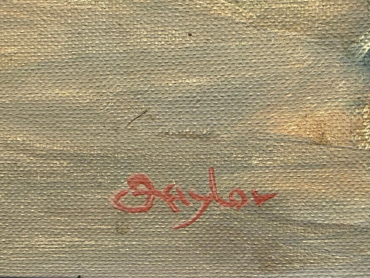 Taylor Oil Painting of Harbor Boats, Signed - Thumbnail 12