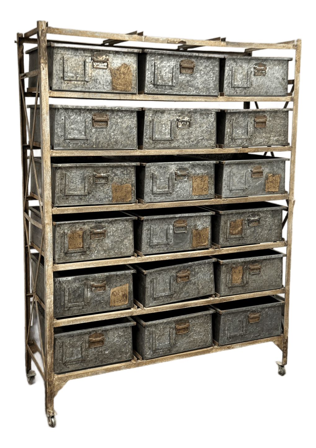 Vintage Sangham Storage Bins + Frame on Casters - Thumbnail 2