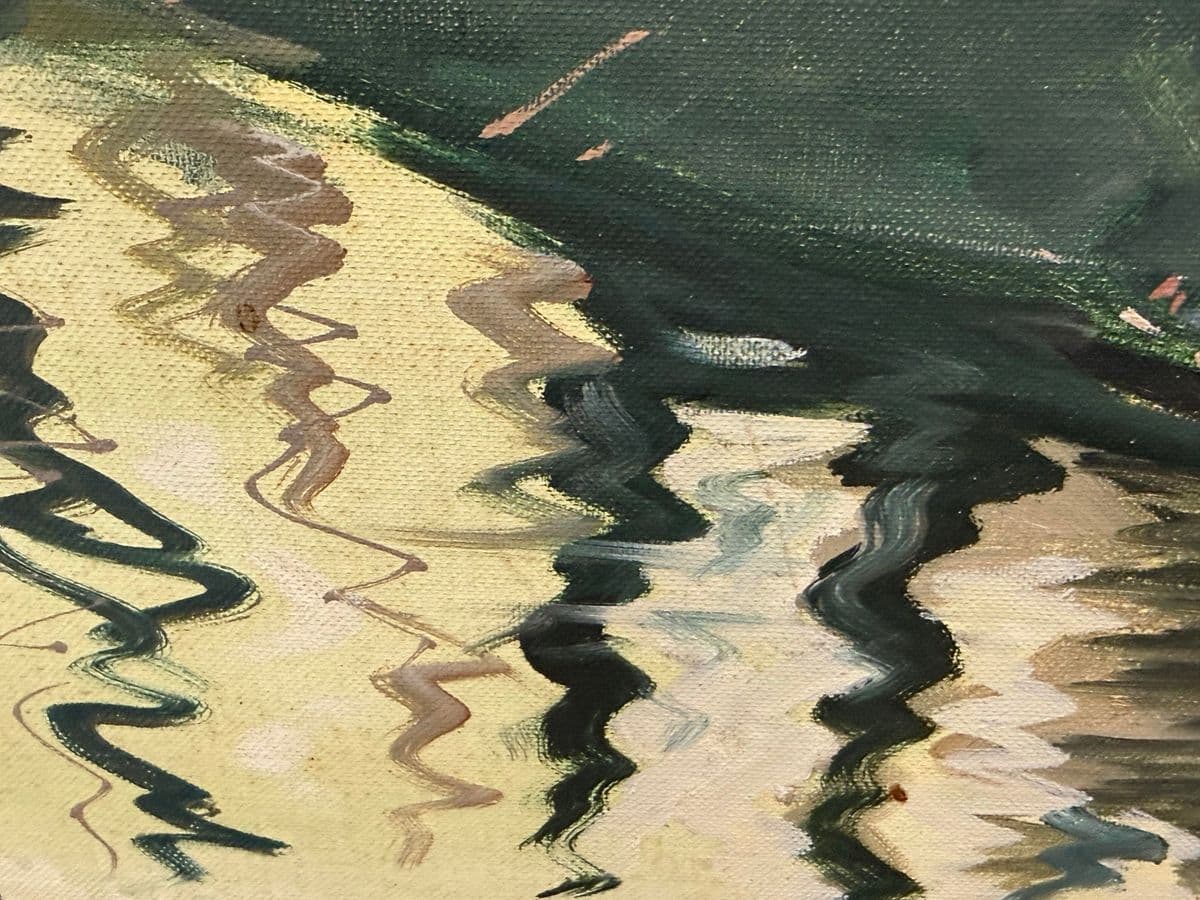 Taylor Oil Painting of Harbor Boats, Signed - Thumbnail 11