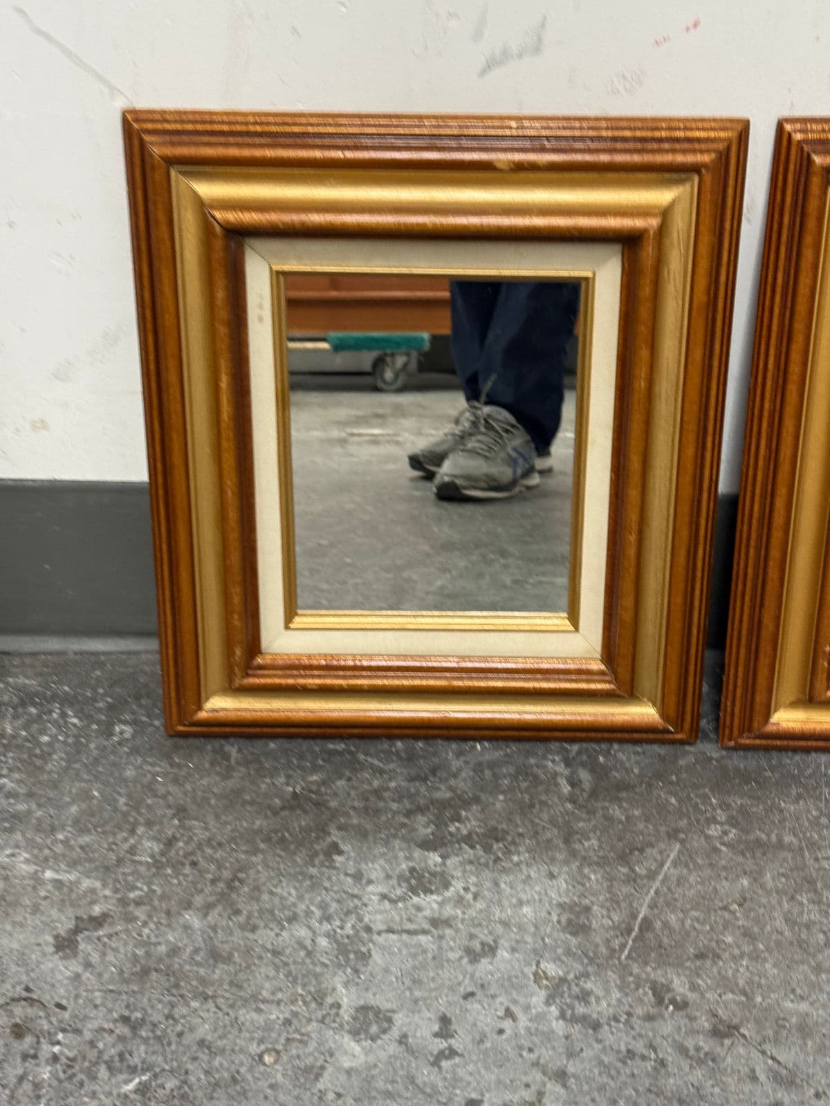 Vintage Square Giltwood Wall Mirrors, 20th Century, Pair - Thumbnail 11