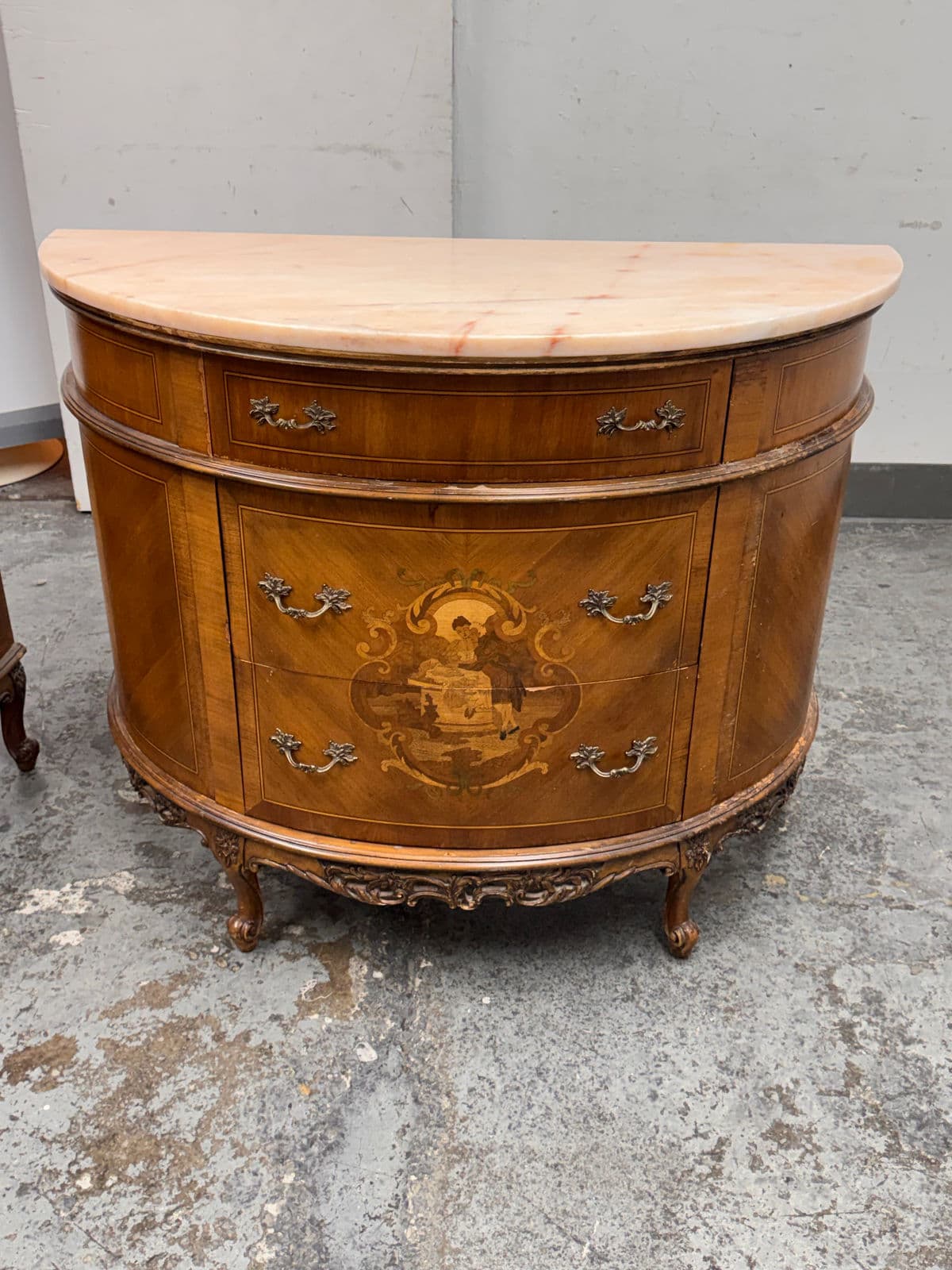 Neoclassical Semicircular Demi-Lune Commodes, Pair, 19th Century - Thumbnail 4