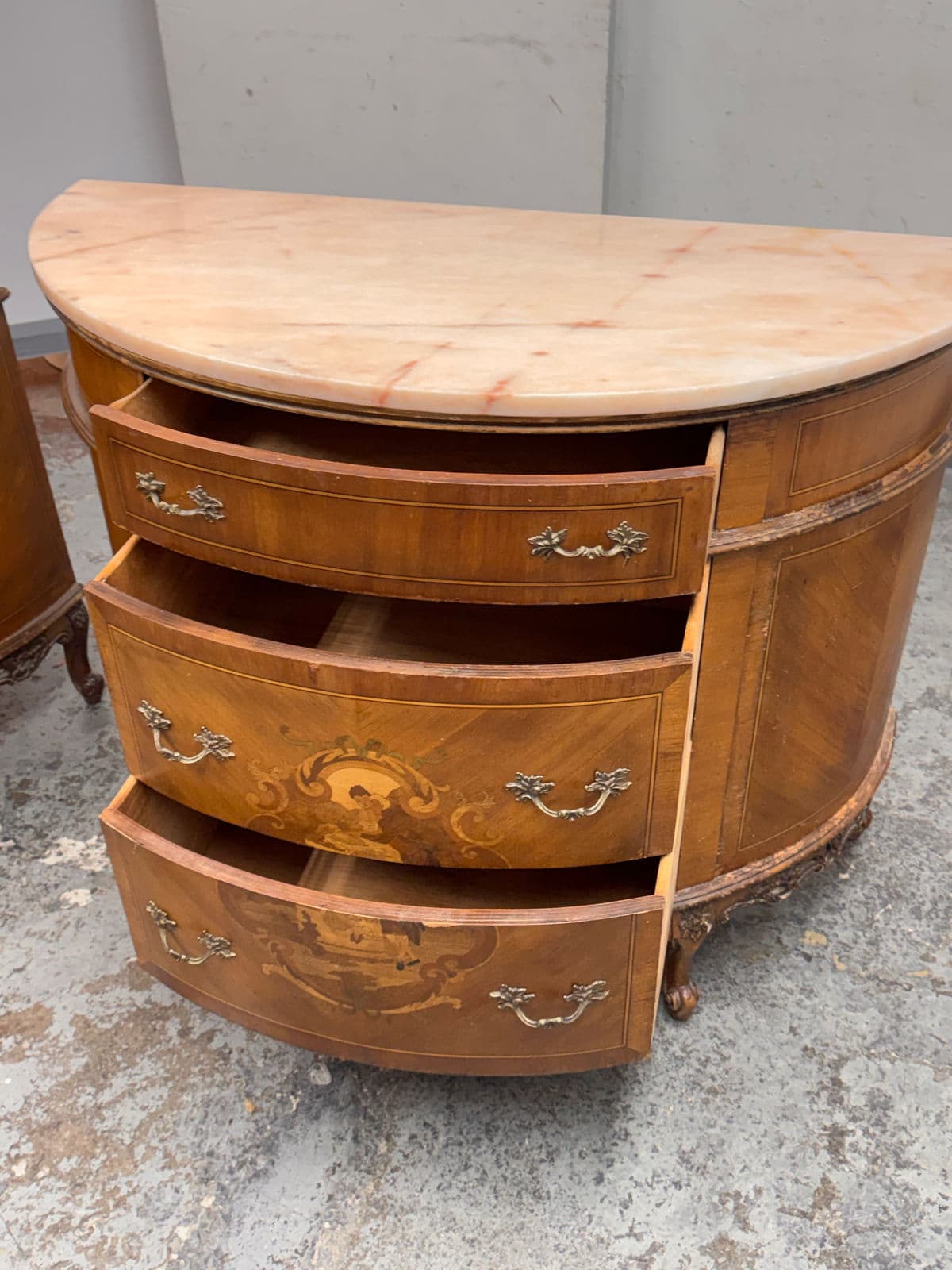 Neoclassical Semicircular Demi-Lune Commodes, Pair, 19th Century - Thumbnail 3