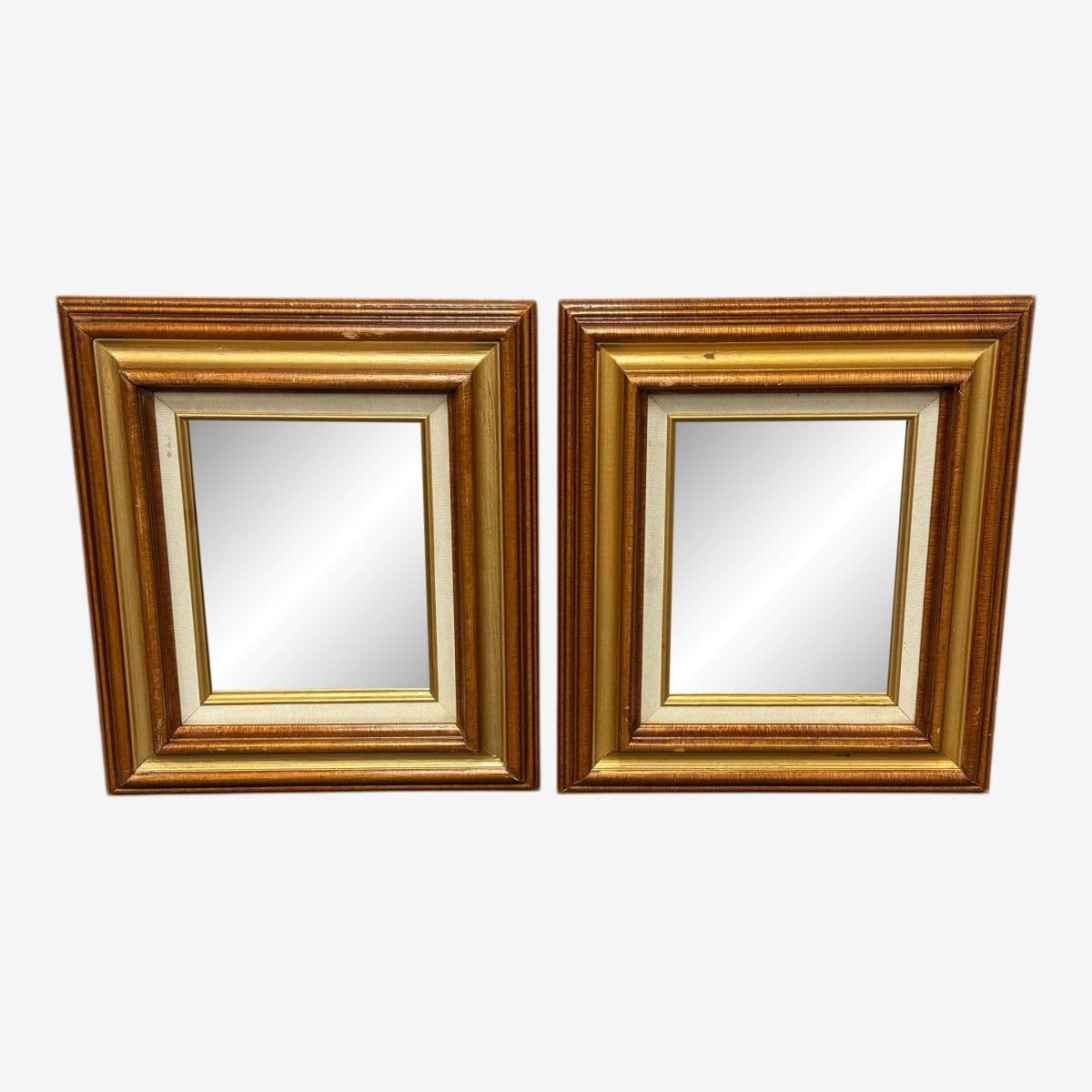 Vintage Square Giltwood Wall Mirrors, 20th Century, Pair - Image 1