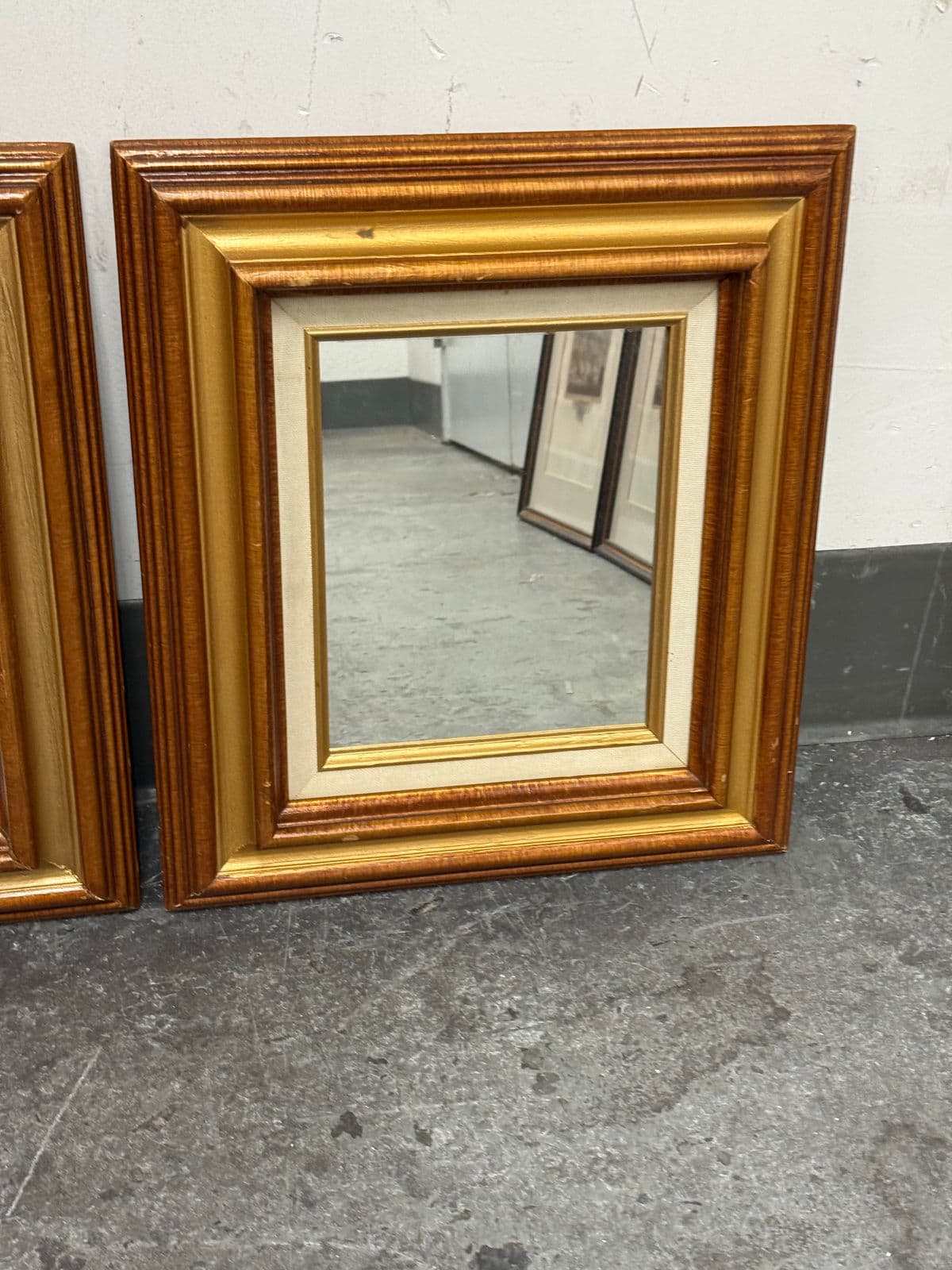 Vintage Square Giltwood Wall Mirrors, 20th Century, Pair - Thumbnail 12