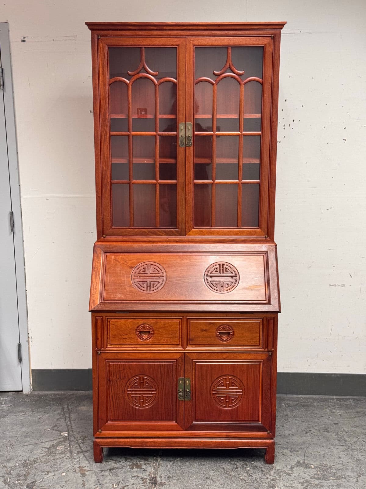 Chinese Rosewood Secretary Desk Cabinet, Circa 1970's - Thumbnail 4