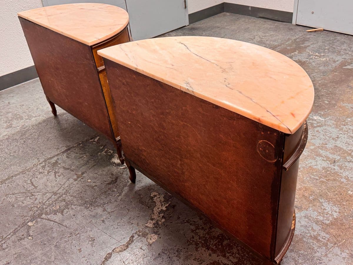 Neoclassical Semicircular Demi-Lune Commodes, Pair, 19th Century - Thumbnail 12