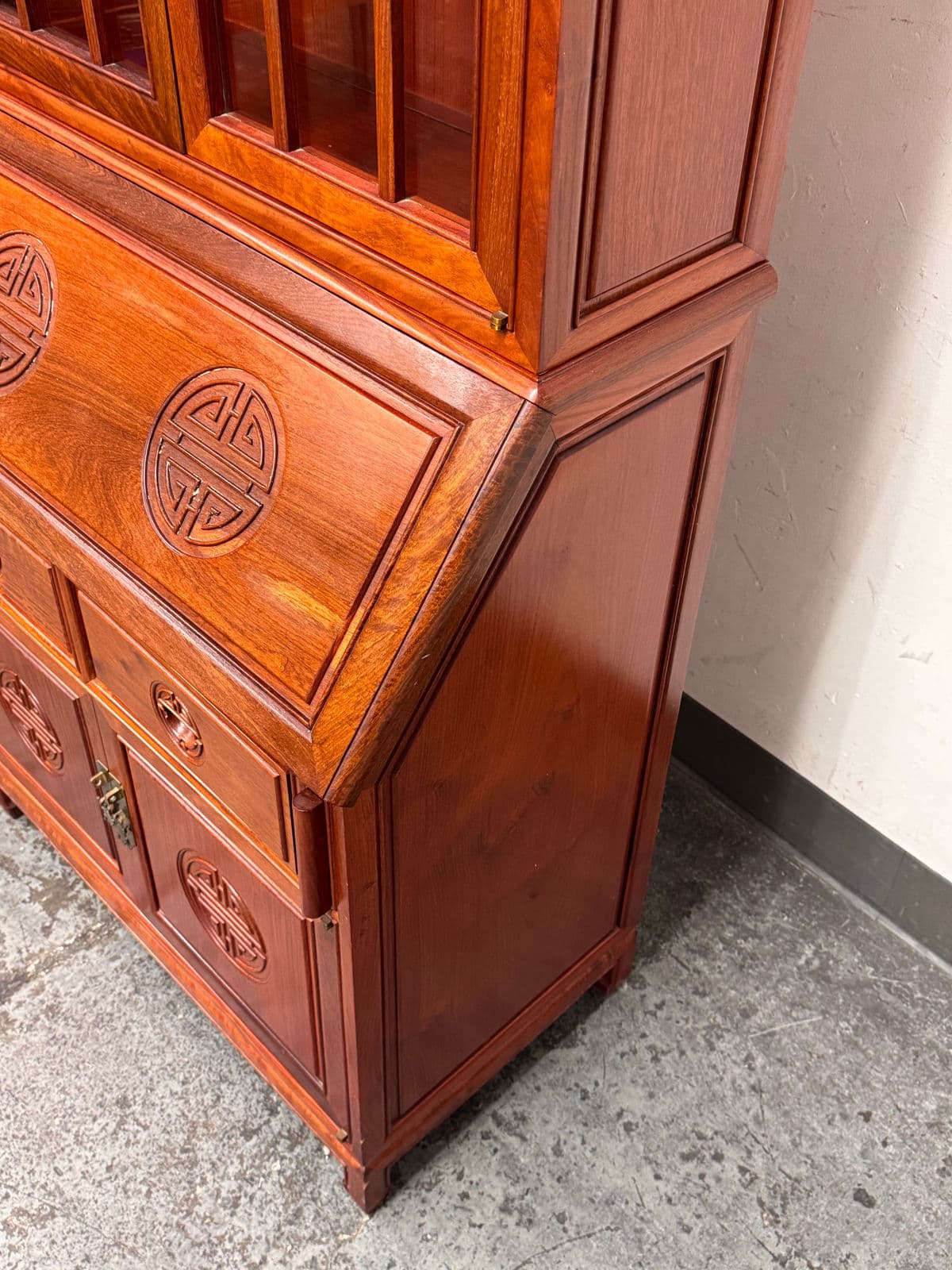 Chinese Rosewood Secretary Desk Cabinet, Circa 1970's - Thumbnail 7