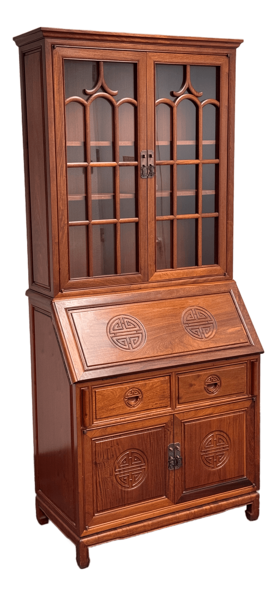 Chinese Rosewood Secretary Desk Cabinet, Circa 1970's - Thumbnail 2