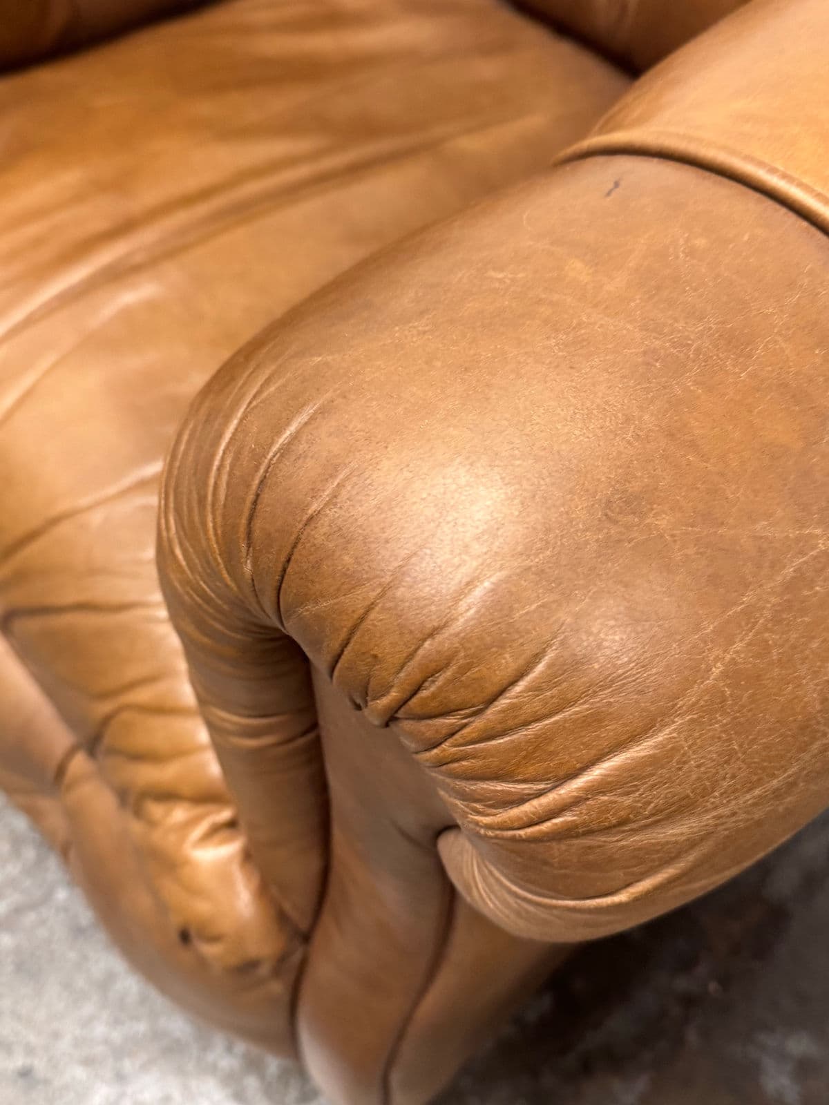 Restoration Hardware 1930's English Tufted Leather Tub Chairs, Pair - Thumbnail 8