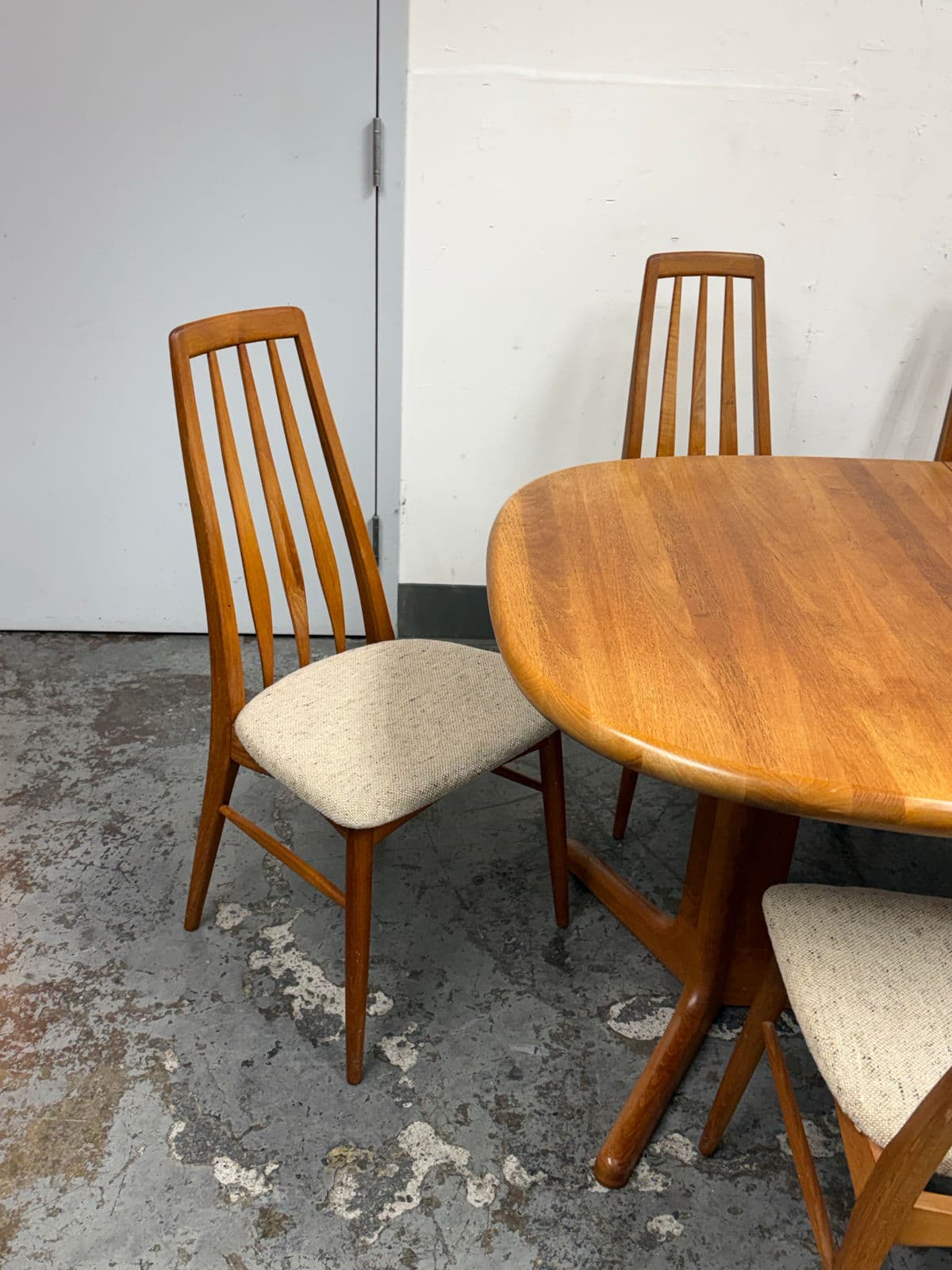 Glostrup Extension Dining Table + Six Eva Side Chairs by Niels Koefoed for Koefoeds Hornslet, Circa 1960's - Thumbnail 9