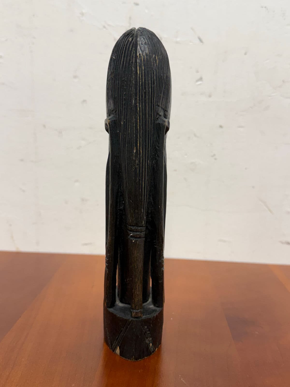 African Hand Carved Wood Head Sculpture - Thumbnail 6