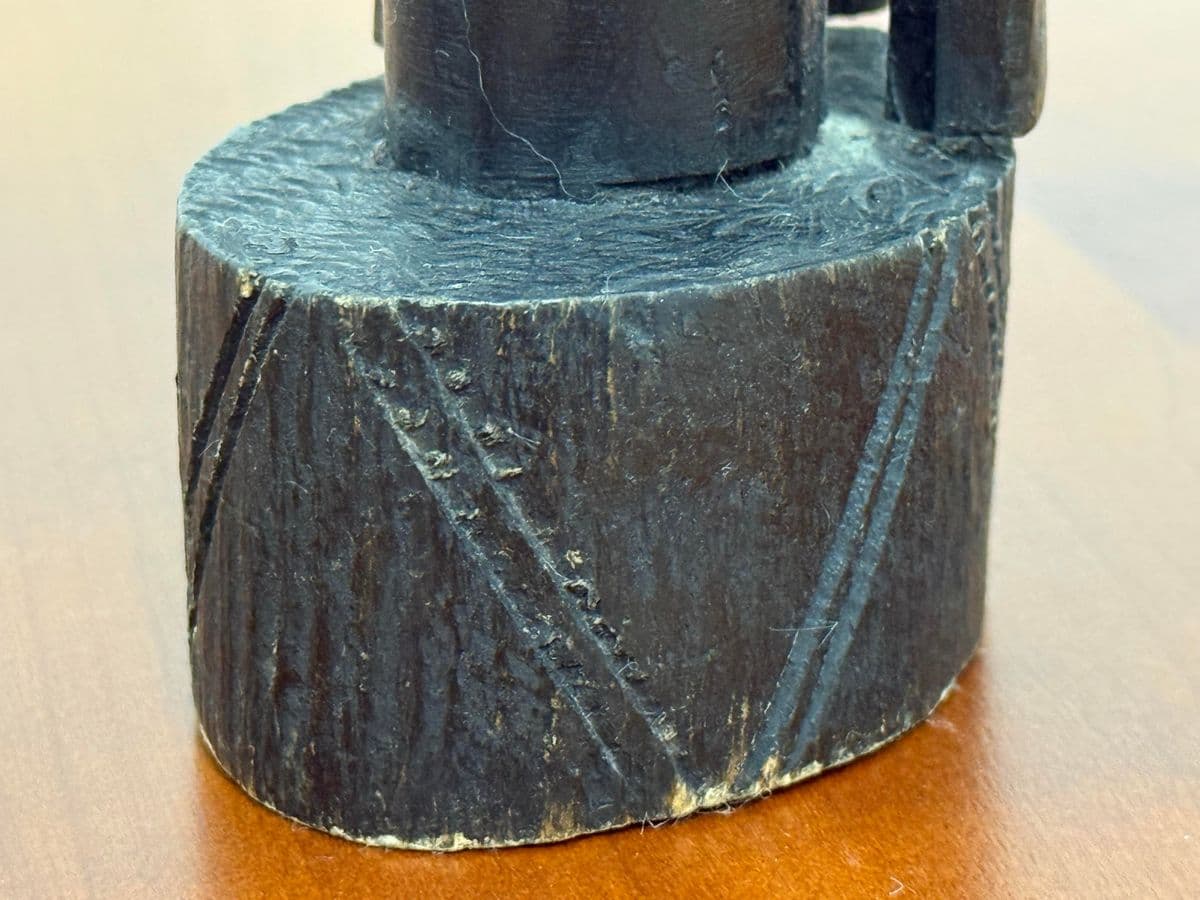 African Hand Carved Wood Head Sculpture - Thumbnail 13