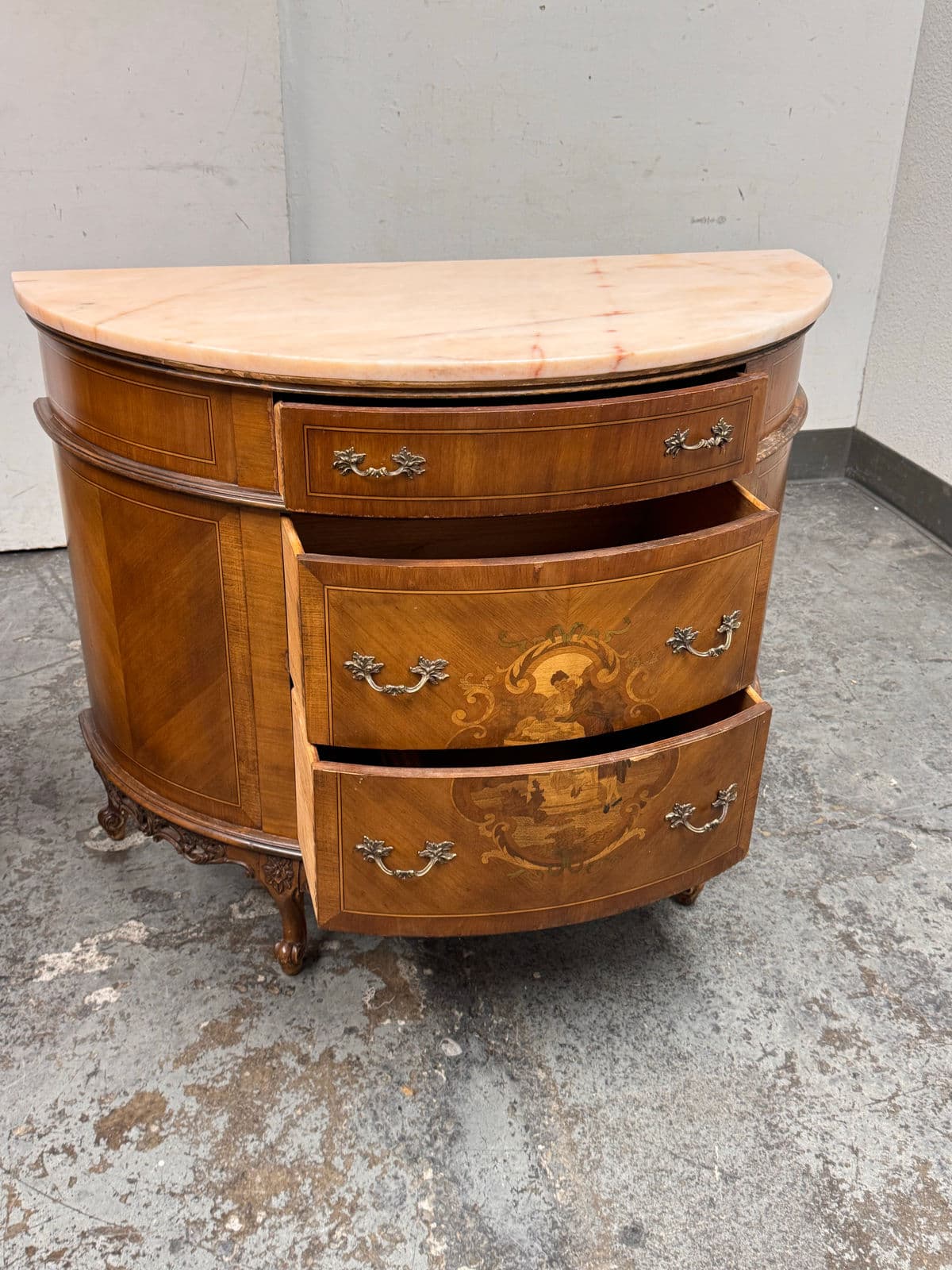 Neoclassical Semicircular Demi-Lune Commode, 19th Century - Thumbnail 12