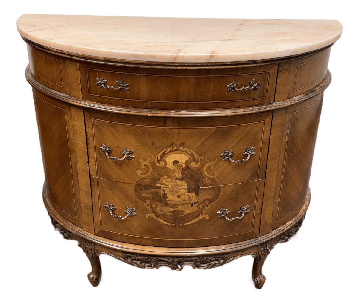 Neoclassical Semicircular Demi-Lune Commode, 19th Century - Thumbnail 2
