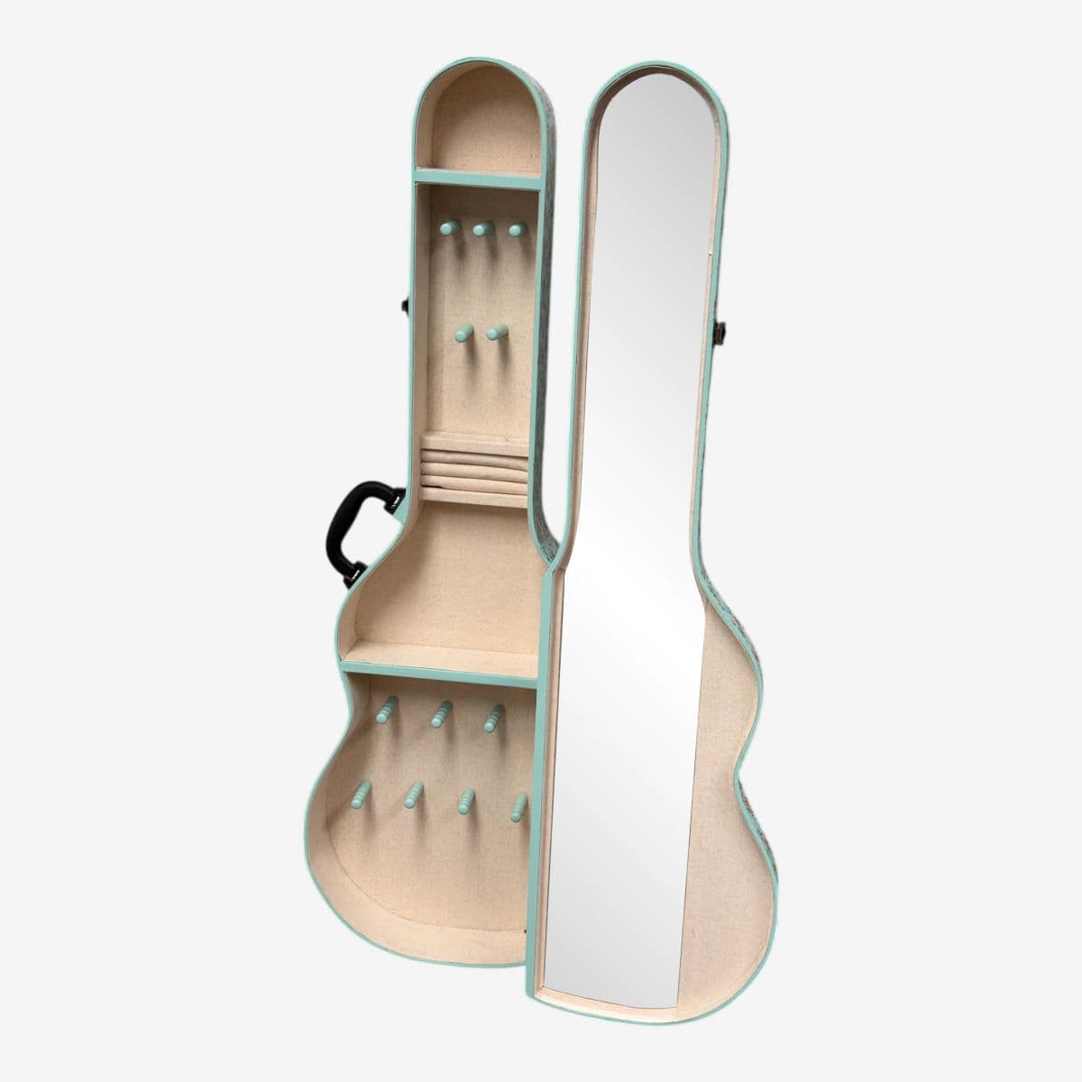 Pottery Barn Guitar Shaped Jewelry Storage Case + Mirror - Image 1