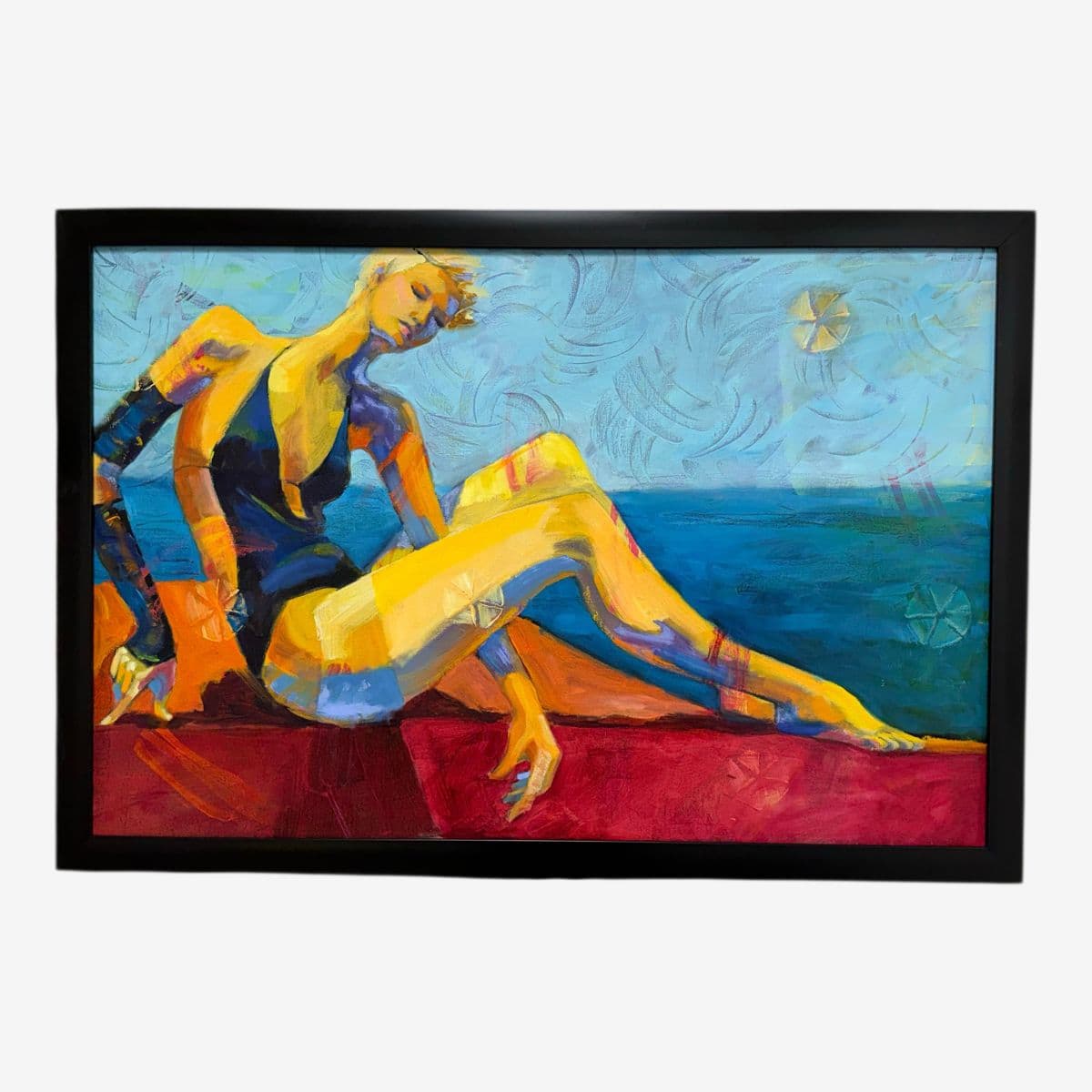 "Bathing Beauty" Oil Painting, Framed - Image 1