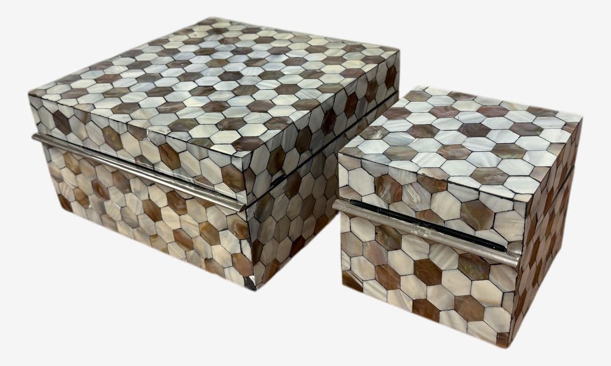 Global Views Mother of Pearl Boxes, Set of Two - Image 1
