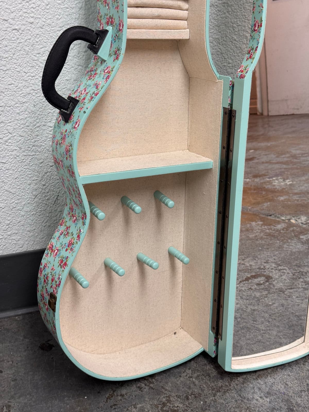 Pottery Barn Guitar Shaped Jewelry Storage Case + Mirror - Thumbnail 6