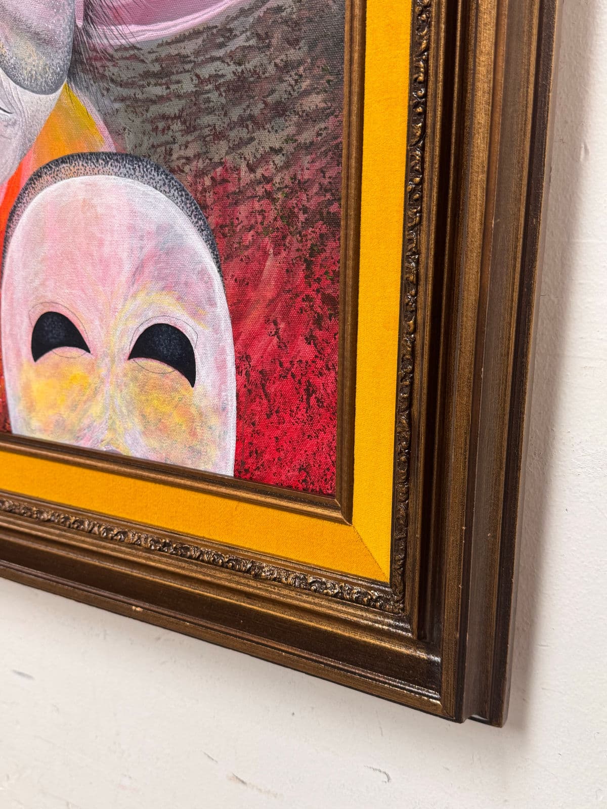 Figurative Masks Acrylic Painting, Framed. - Thumbnail 7