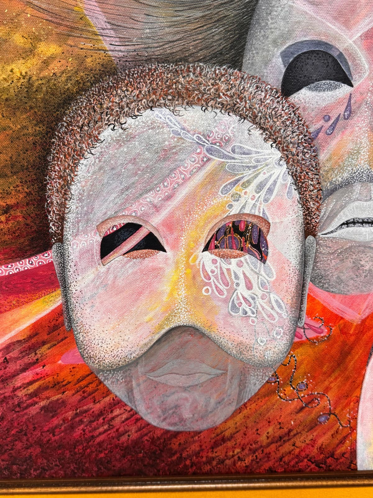 Figurative Masks Acrylic Painting, Framed. - Thumbnail 10