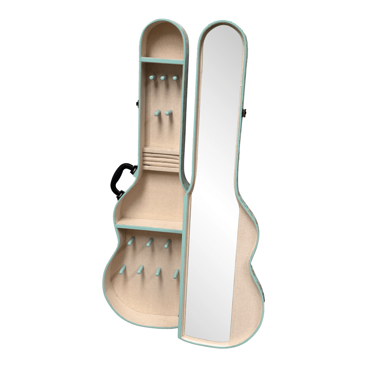 Pottery Barn Guitar Shaped Jewelry Storage Case + Mirror - Thumbnail 2