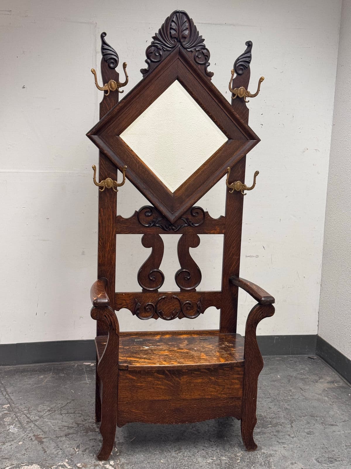 Antique Wooden Entry Hall Storage Tree - Thumbnail 3