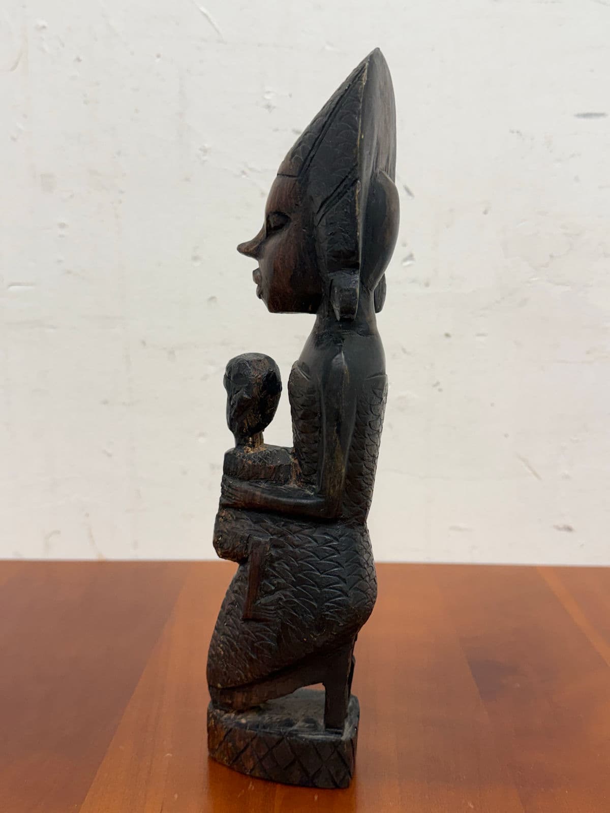 African Hand Carved Wood Mother + Child Sculpture - Thumbnail 5