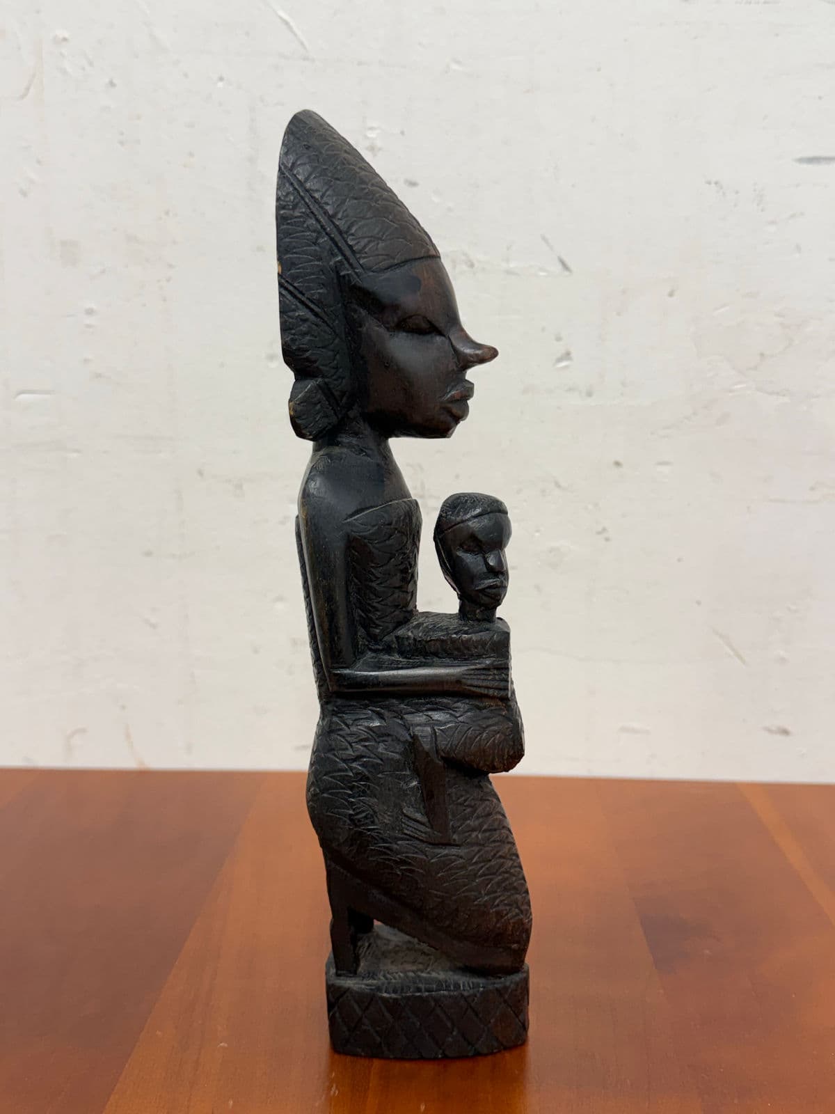 African Hand Carved Wood Mother + Child Sculpture - Thumbnail 7
