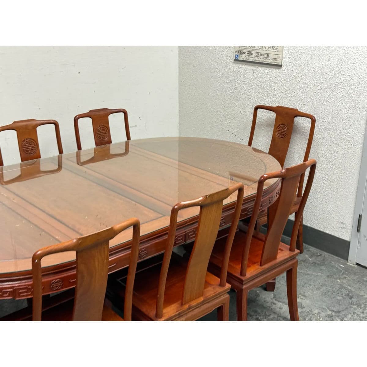 Chinese Rosewood Extension Rosewood Table + Dining Chairs Set, Circa 1970's - Thumbnail 8