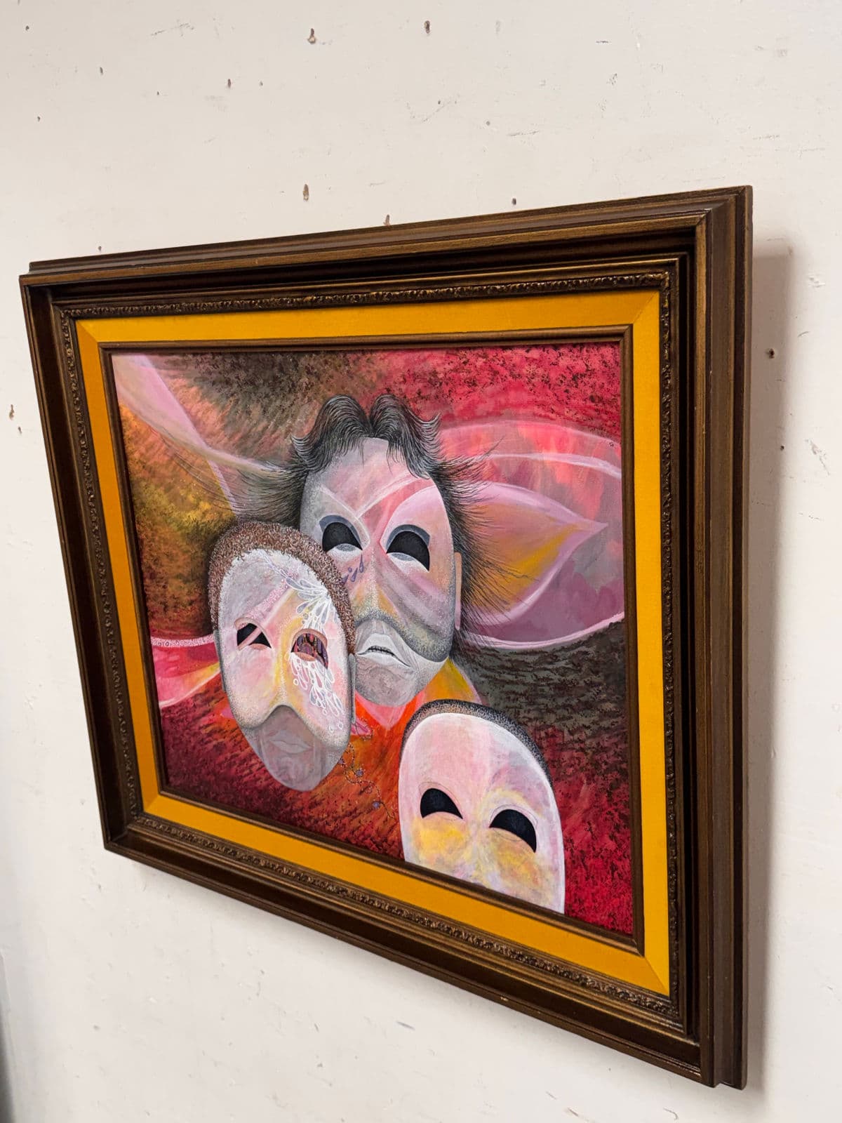 Figurative Masks Acrylic Painting, Framed. - Thumbnail 4