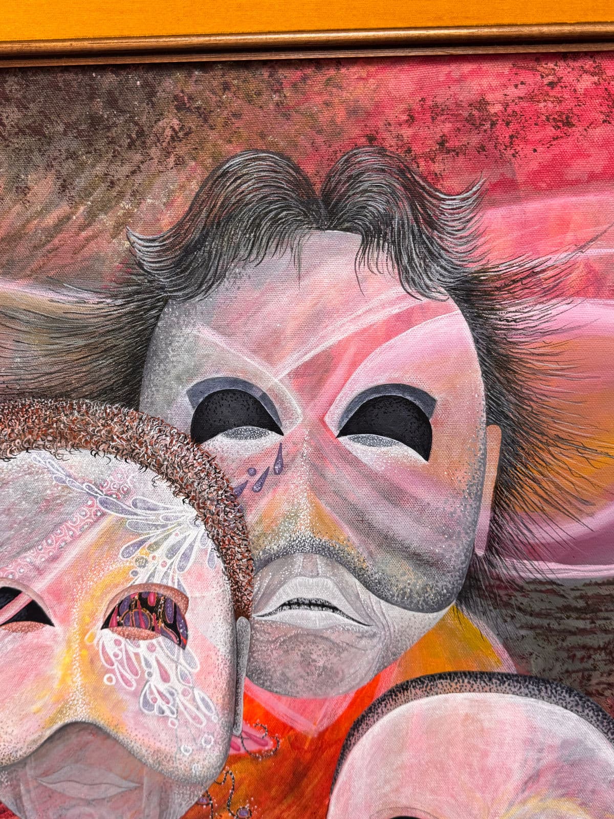 Figurative Masks Acrylic Painting, Framed. - Thumbnail 8